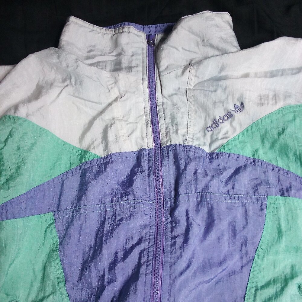 Vintage 80s Adidas Color Block Windbreaker Jacket